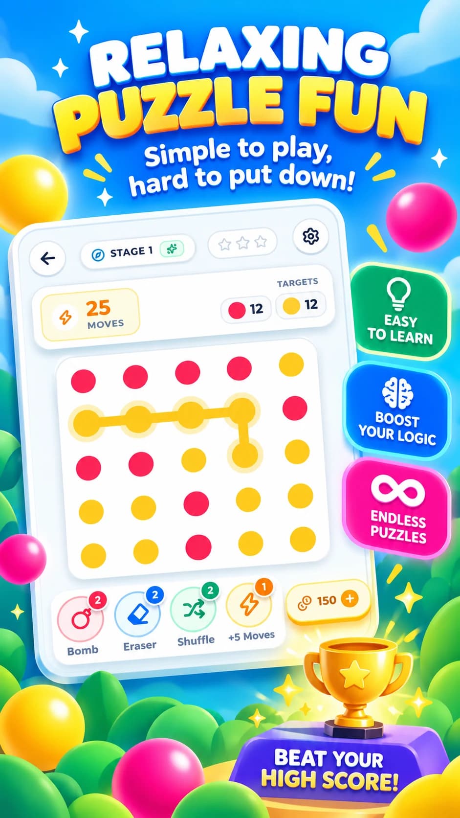 Relaxing puzzle fun with colorful targets